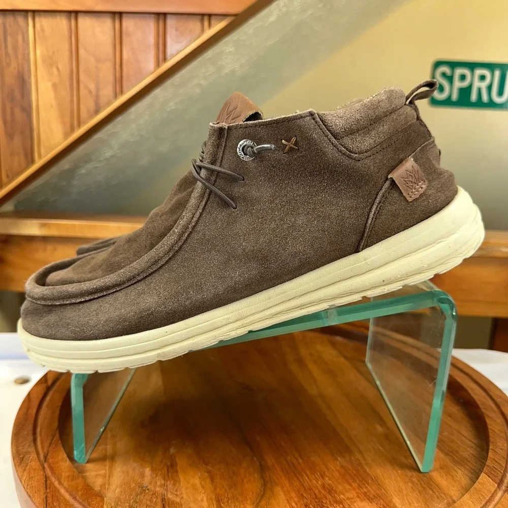 Mucho Mahalo Scott Grip Chocolate Brown Suede Chukka Boots Slip On Shoes Brown
